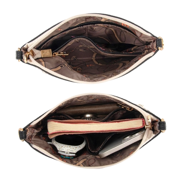 MONTANA WEST Designer Monogram Beige Vegan Leather Crossbody Shoulder Bag - Picture 3 of 6